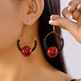 18K Gold-Plated Halloween Bead Earrings Deep Red One Size OutfitFlow