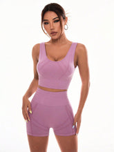 Scoop Neck Wide Strap Top and Shorts Active Set Moonlit Mauve OutfitFlow