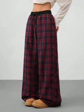 Plaid Wide Leg Pants with Drawstring Waist Scarlet OutfitFlow