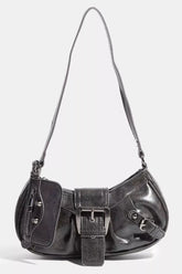 Fame Triple Belt Faux Leather Hand Bag BK one size OutfitFlow