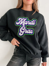 MARDI GRAS Round Neck Drop Shoulder Sweatshirt Black OutfitFlow