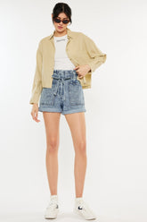 Kancan Ultra High Rise Paperbag Denim Shorts Medium OutfitFlow