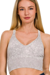 Zenana Washed Crisscross Strap Back Seamless Tank Top SLEET OutfitFlow
