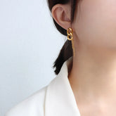 Titanium Steel Chain Shape Earrings Gold One Size OutfitFlow