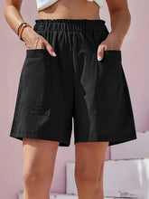 Full Size Pocketed Elastic Waist Shorts Black OutfitFlow