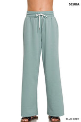 Zenana Scuba Drawstring Pants BLUE GREY OutfitFlow