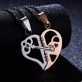 2 Piece Couple Heart Lock Key Necklace Rose Gold One Size OutfitFlow