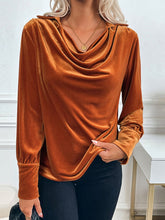 Perfee Ruched Long Sleeve Blouse Terracotta OutfitFlow