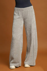 Umgee Elastic Waist Wide Leg Pants Light Gray OutfitFlow