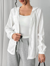 Texture Zip Up Hooded Jacket White OutfitFlow