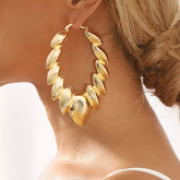 18K Gold-Plated Twisted Hoop Earrings Gold One Size OutfitFlow