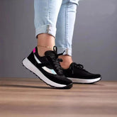 Mesh Contrast Round Toe Sneakers Black OutfitFlow