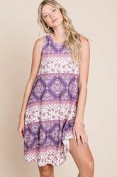 BOMBOM Bohemian Print Sleeveless Dress AS SHOWN OutfitFlow