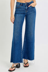RISEN Tummy Control High Rise Wide Leg Jeans Dark OutfitFlow