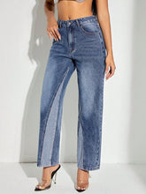 Contrast Patchwork Straight Jeans with Pockets Medium OutfitFlow