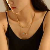 18K Gold-Plated Double Layered Heart Necklace Gold One Size OutfitFlow