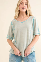 And The Why Reversed Stitch Basic T Shirt Mint OutfitFlow