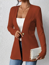 One Button Long Sleeve Blazer Brown OutfitFlow