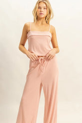 HYFVE Rib Knit Cami Top and Pants Set PEACH OutfitFlow