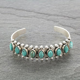 Artificial Turquoise Alloy Open Bracelet Turquoise One Size OutfitFlow