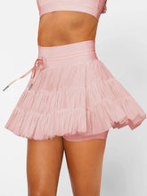 Ruched Mini Skort with Pockets Dusty Pink OutfitFlow