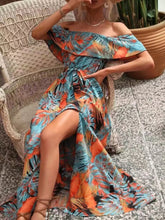 Ruffled Printed Off Shoulder Maxi Dress Orange OutfitFlow
