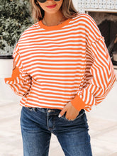 Striped Long Sleeve Casual Sweatshirt Sherbet Trendsi