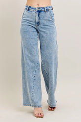 Judy Blue Full Size High Waist Wide Leg Jeans with Skewed Inseam Plus Size LT OutfitFlow