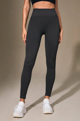 Wide Waistband Sports Leggings Dark Gray OutfitFlow