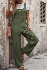 Perfee Textured Pocketed Wide Strap Overalls Matcha Green OutfitFlow