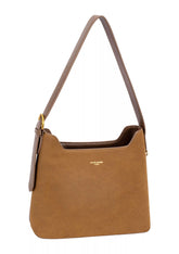David Jones Two Tone Leather Shoulder Bag with Adjustable Strap COCOA BROWN One Size OutfitFlow