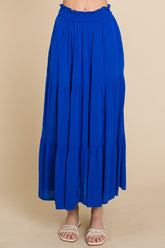 Culture Code Full Size Frill Ruched Midi Skirt ROYAL OutfitFlow
