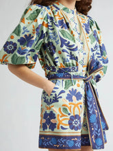 Floral Print Button Front Belted Romper Color OutfitFlow