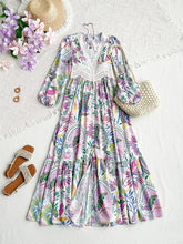 Lace Detail V-Neck Balloon Sleeve Dress Multicolor OutfitFlow