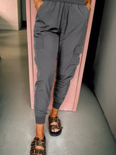 Elastic High Waist Pocketed Cargo Jogger Pants Dark Gray OutfitFlow