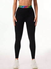 Letter Printed High Waist Active Leggings Black OutfitFlow