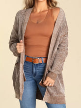 Open Front Dropped Shoulder Cardigan with Pockets Camel OutfitFlow