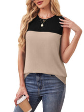 Color Block Round Neck Tank Black OutfitFlow
