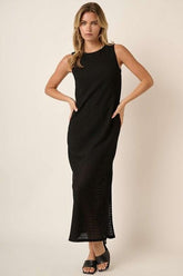 Mittoshop Side Slit Round Neck Sleeveless Dress Black OutfitFlow