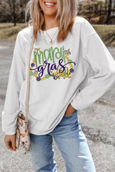 TIS Mardi Gras YALL Corded Ribbed Pullover Sweatshirt White OutfitFlow
