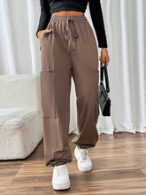 Perfee Tied Joggers with Pockets Taupe OutfitFlow