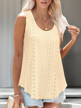 Eyelet Scoop Neck Tank Pastel Yellow OutfitFlow