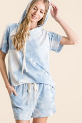 BiBi Tie Dye French Terry Hoodie Top and Bottom Set BLUE TIE DYE OutfitFlow