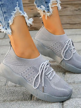 Mesh Round Toe Flat Athletic Sneakers Gray OutfitFlow