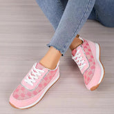 Floral Contrast Round Toe Athletic Pink OutfitFlow
