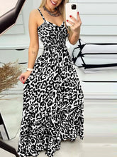 Full Size Leopard Print Spaghetti Strap Maxi Dress Plus Size White OutfitFlow