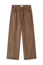 Wide Leg Jeans with Pockets Taupe OutfitFlow