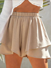 High-Waisted Elastic Waistband Layered Shorts Khaki OutfitFlow
