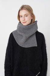 Slit Pullover Knit Scarf Dark Gray One Size OutfitFlow