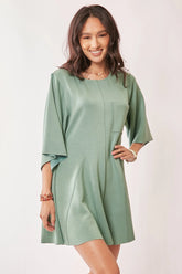 Davi & Dani Solid Draped Sleeve Ties Back Skort Romper SEAFOAM GREEN OutfitFlow